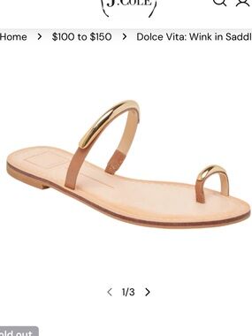 Dolce Vita Tan Leather Toe-Loop Sandals with Gold Accent